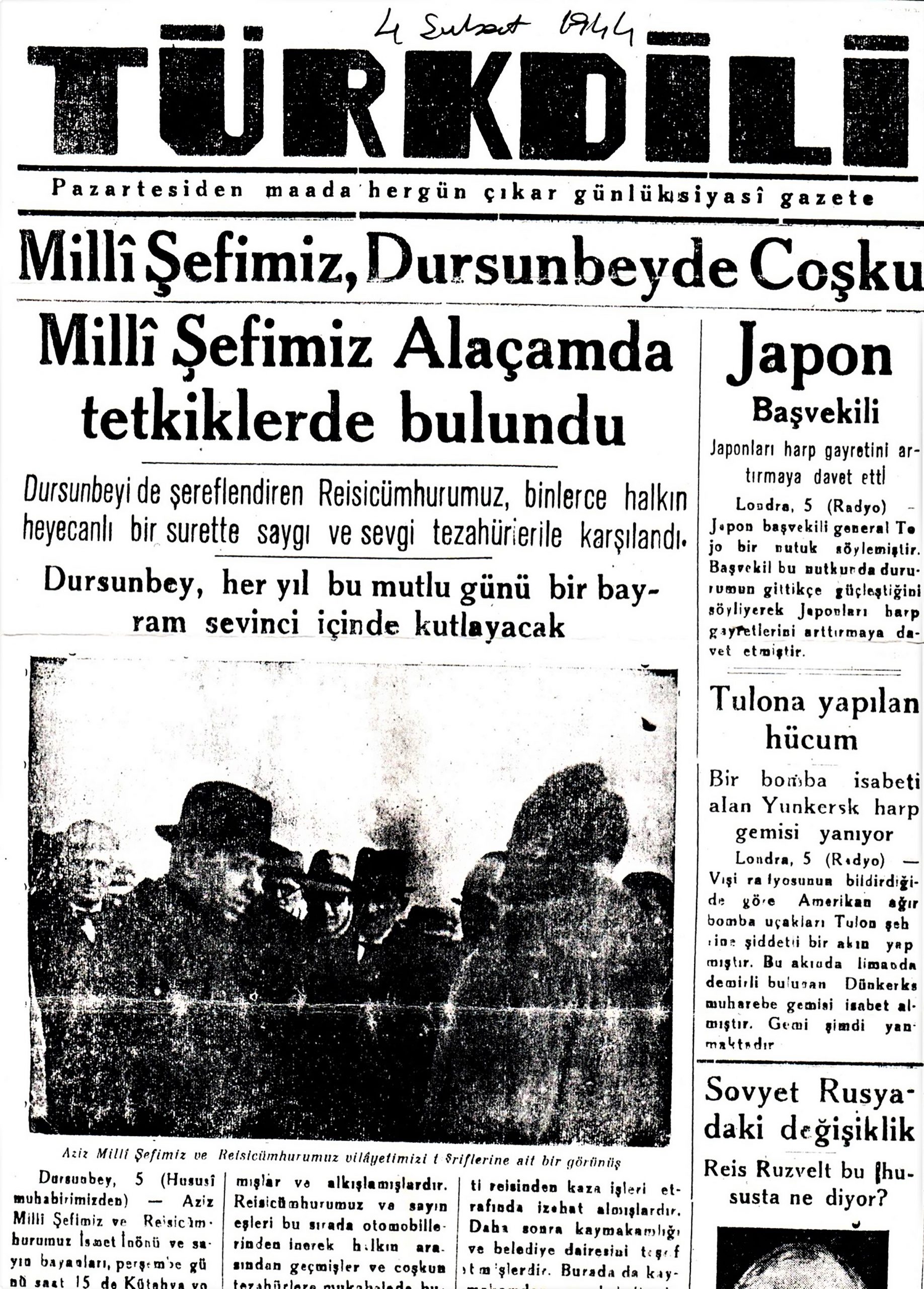 Dursunbey’in 2. Dünya Savaşındaki Tarihi Önemi 4 şubat 1944’de