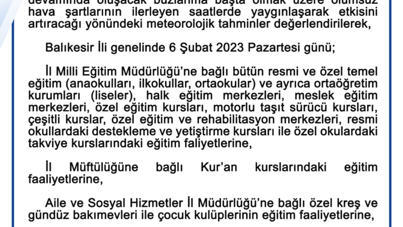 Vali Şıldak’tan Kar Uyarısı