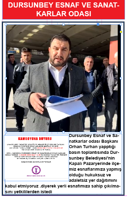 Dursunbey Esnaf ve Sanatkarlar odası Başkanı Orhan Turhan