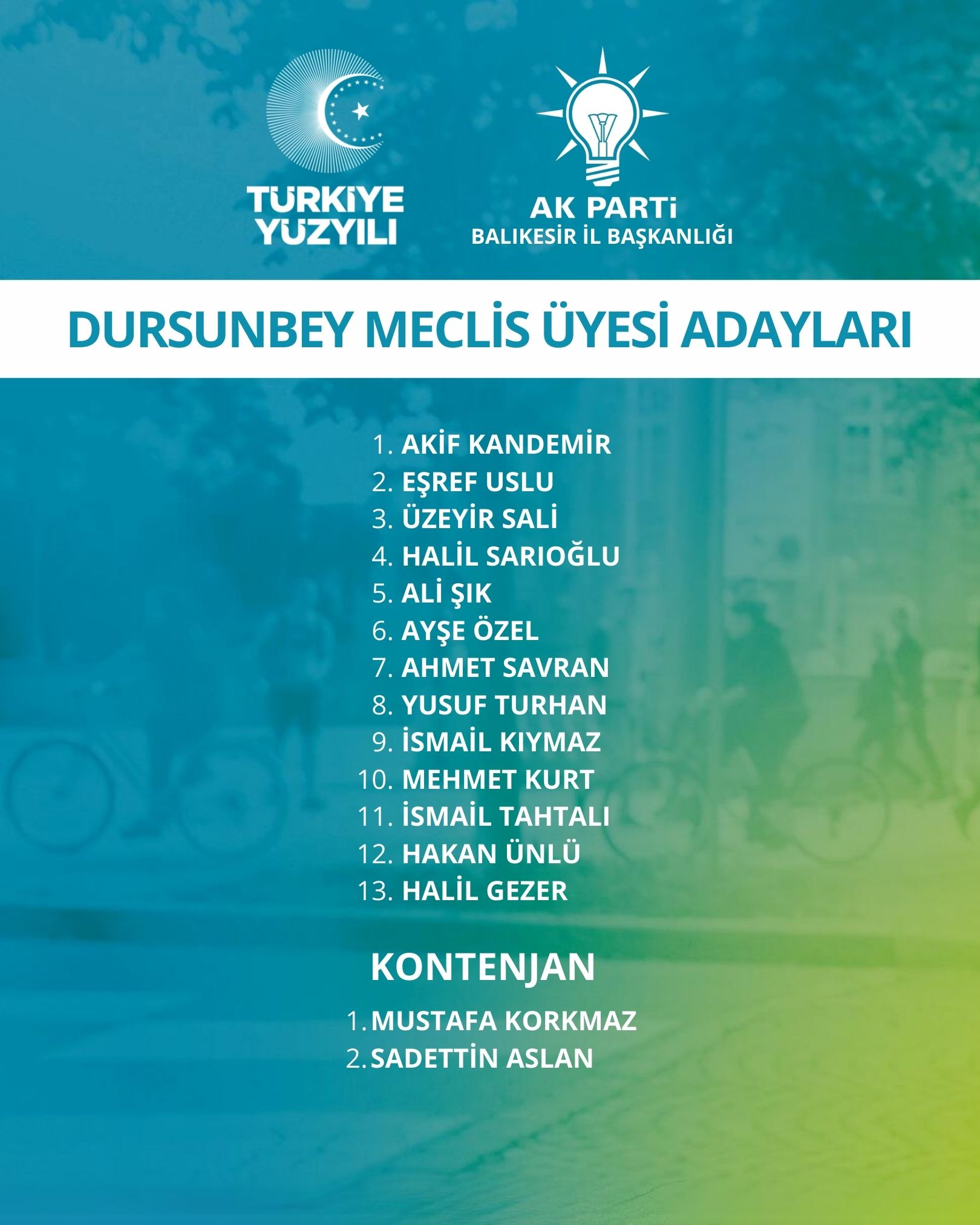 AK Parti ve Cumhur İttifakı Meclis Üyesi Aday listeleri