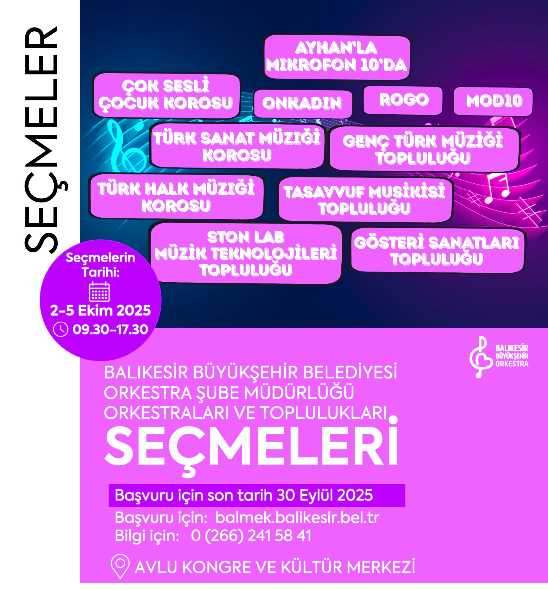 Büyükşehir Belediye Koroları yeni yeteneklerini arıyor