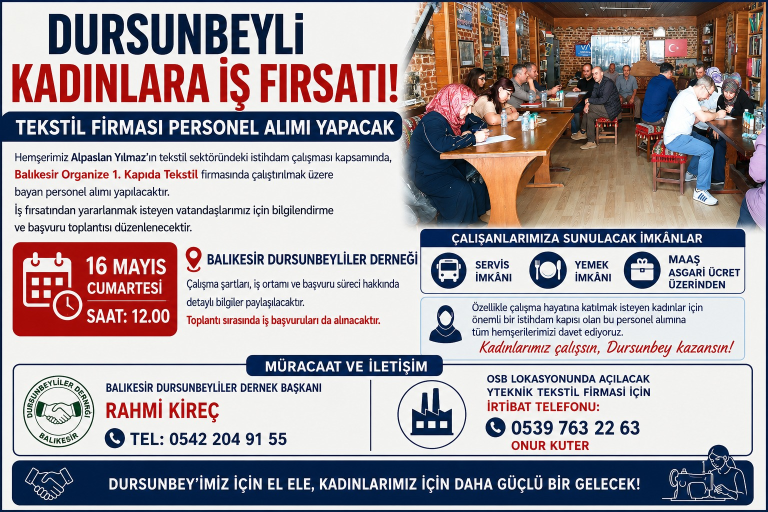 Dursunbeyli Kadınlara İş Fırsatı: Tekstil Firması Personel Alımı