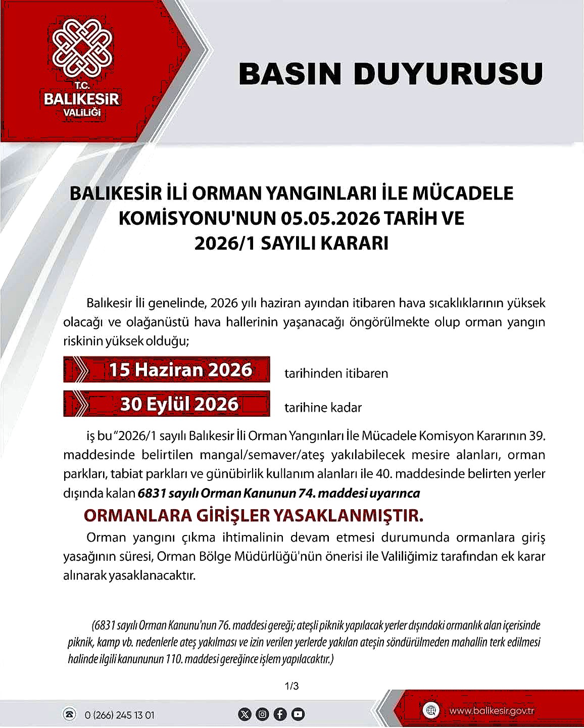 YANGIN SEZONU BOYUNCA ATEŞLİ PİKNİK YAPILABİLECEK YERLER: